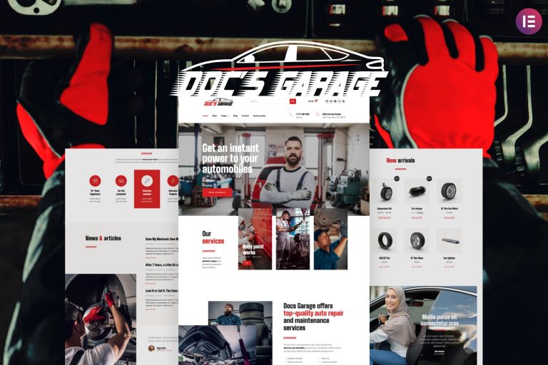 Docs Garage – Car Repair Services Elementor Template kit
