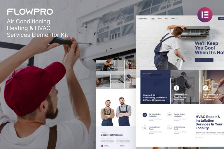FlowPro - Air Conditioning Heating & HVAC Services Elementor Template Kit