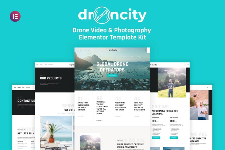 Droncity - Drone Video & Photography Elementor Template Kit