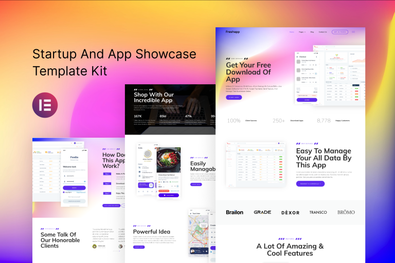 FreshApp - Startup & Showcase Elementor Template Kit