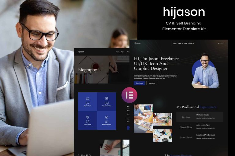 Hijason - CV & Self Branding Elementor Template Kit
