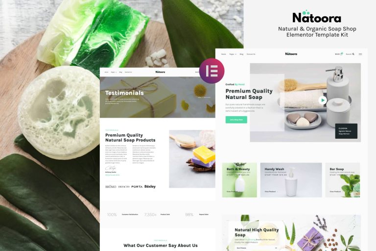 Natoora - Natural & Organic Soap Shop Elementor Template Kit