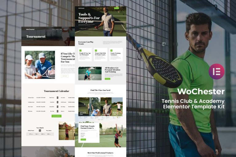 WoChester - Tennis Club & Academy Elementor Template Kit